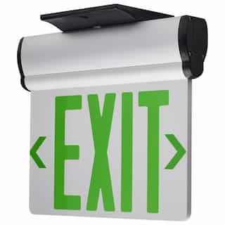 2.94W Edge Lit Green Clear Exit Sign, 120V/277V, Dual Face