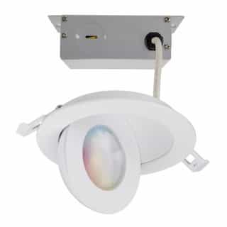 9W LED 4-in Round Gimbal Downlight, 650lm, 120-277V, SelectableCCT, WH