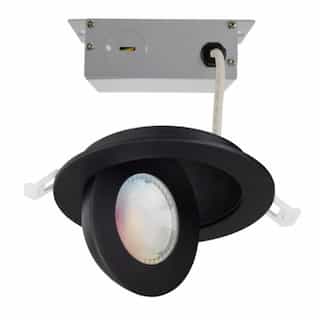 9W LED 4-in Round Gimbal Downlight, 650lm, 120-277V, SelectableCCT, BK