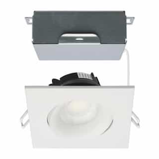 12W LED 3.5-in Square Gimbal Downlight w/RemoteDriver, SelectableCCT W