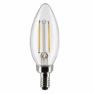 Satco 4W LED B11 Bulb, E12 Base, 90CRI, 350 lm, 120V, 3000K, Clear, 2PK