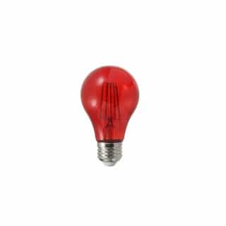 4.5W LED A19 Filament Bulb, Red, Dimmable, E26, 120V