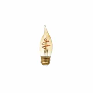 3W LED B10 Spiral Filament Bulb, Dim, E26, 125 lm, 2175K, Amber