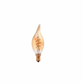 3W LED B10 Spiral Filament Bulb, Dim, E12, 125 lm, 2175K, Amber