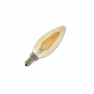 3.5W Filament LED B10 Bulb, Blunt Tip, 40W Inc. Retrofit, E12, 300 lm, 120V, 2175K, Amber