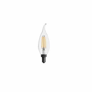 2.5W Filament LED B10 Bulb, Bent Tip, 25W Inc. Retrofit, Dim, E12, 200 lm, 120V, 2700K
