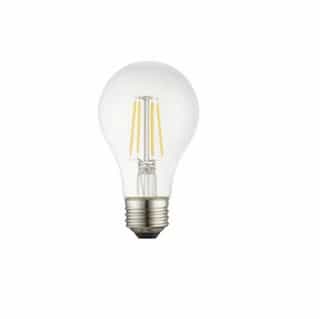 8W LED A19 Filament Bulb, E26, 120V, Clear Glass, 2700K