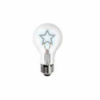 TCP Lighting .25W LED A19 Shape Filament Bulb, Star, E26, 120V, White