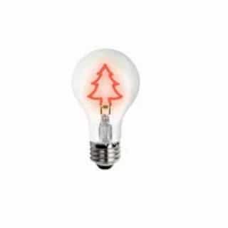 TCP Lighting 0.3W LED A19 Shape Filament Bulb, Xmas Tree, E26, 120V, Red