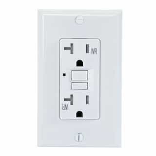 20 Amp GFCI Outlet, Tamper & Weather Resistant, White