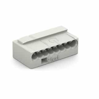 Wago Micro Push Wire Connector, 8 Conductor, 22-18 AWG, Light Gray