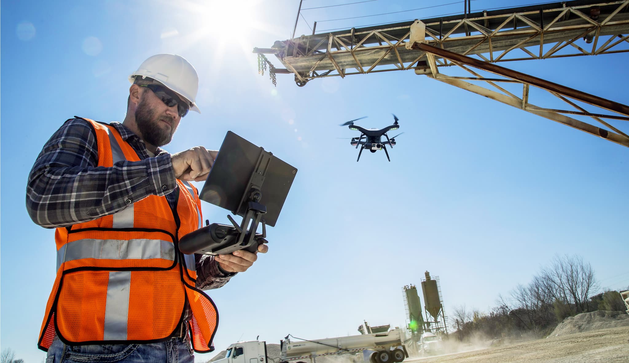 Drone on Site with Worker
