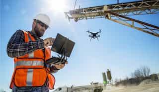  Drone on Site with Worker