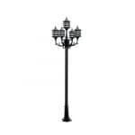 Dabmar 6W 8-ft LED Lamp Post, Three-Head, A19, 1600 lm, 120V, Black, 6500K