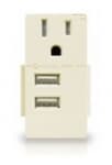Enerlites 4.8A USB Outlet Module Replacement w/ 15A Receptacle, Light Almond