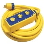 Ericson 25-ft Tri-Tap Extension Cord Set, SOW, 5-15P & 5-15R, 14/3 AWG
