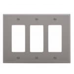 Eaton Wiring 3-Gang Decora Wall Plate, Mid-Size, Polycarbonate, Gray
