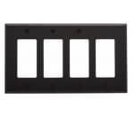 Eaton Wiring 4-Gang Decora Wall Plate, Mid-Size, Polycarbonate, Black