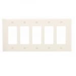 Eaton Wiring 5-Gang Decora Wall Plate, Mid-Size, Polycarbonate, Ivory