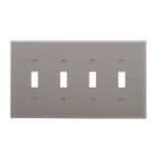 Eaton Wiring 4-Gang Toggle Wall Plate, Mid-Size, Polycarbonate, Gray