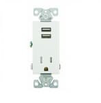 Eaton Wiring 2.4 Amp USB Charger w/ Receptacle, Combo,Tamper Resistant, White