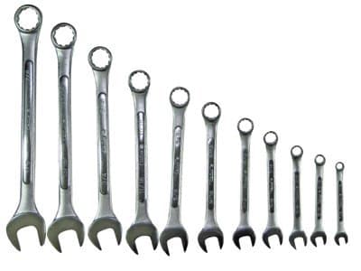 Adjustable Clamp 11 Piece Chrome Plated Combination Wrench Set, SAE