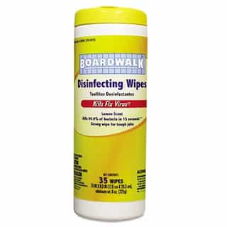 Boardwalk Disinfecting Wipes, 8 x 7, Lemon Scent, 35 Wipes Per Canister