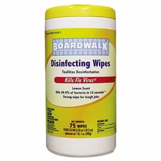 Disinfecting Wipes, 8 x 7, Lemon Scent, 75 Per Canister