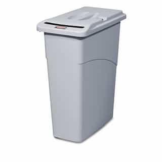 Cnfidential Receptacle with Lid, Rectangle 23 Gallon, Light Grey