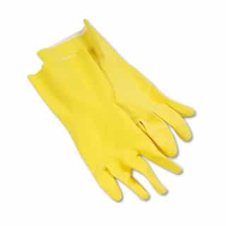 Boardwalk Flock-Lined Latex Cleaning Gloves, Large, Yellow, Pair