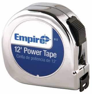 Empire 5/8"X12' High Carbon Steel Power Tape w/ Black Case