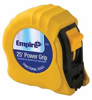 Empire 1"X25' High Carbon Steel Yellow Power Grip Measuring Tape