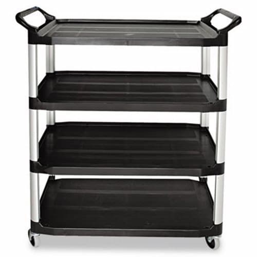 Rubbermaid Black 4-Shelf Open all Sides Utility Cart