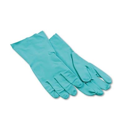 Nitrile Flock Lined Gloves, Large, Green, 12 Pairs of Gloves