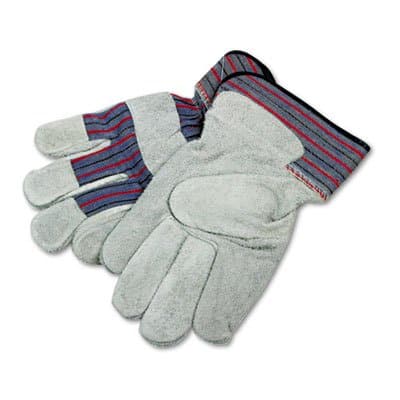Men's Gunn Gloves with Leather Palm, Large, Gray, 12 Pairs