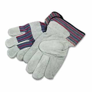 Boardwalk Men's Gunn Gloves with Leather Palm, Large, Gray, 12 Pairs