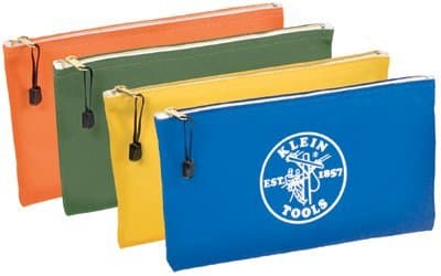 Klein Tools 4 Pack Zippered Cavas Bag, Assorted Colors