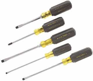 Klein Tools 5 Piece Cushion Grip Screwdriver Set with Nickel Chrome Plated Finish