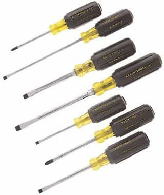 Klein Tools 7 Piece Cushion Grip Screwdriver set with Nickel Chrome Plated Shank