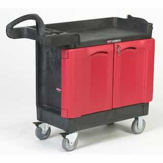 Rubbermaid Small Cart with 2 Door Cabinet, 500 lb Capacity, Black