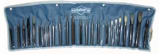 24 Piece Alloy Steel Punch and Chisel Kit with Round and Pointed Tip