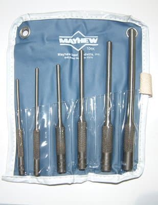 Mayhew 6 Piece Alloy Steel Pilot Punch Kit with Round and Knurled Stock