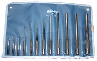 12 Piece Alloy Steel Pilot Punch Set with Round, Knurled Handle