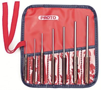 Proto 7 Piece Round Steel Roll Pin Punch Set
