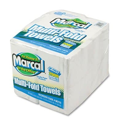 Marcal Embossed Paper Towels, Multifold, White