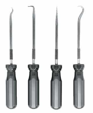 4 Piece Individual Hook and Pick Set W/ Screwdriver type Handles