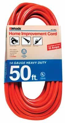 Woods Wire 50FT Extension Cord, Orange