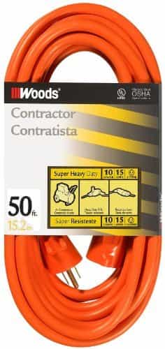 Woods Wire 50FT SJTW Extension Cord, Orange