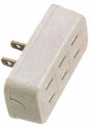 Woods Wire 3-Way Outlet Plug Adapter, Beige