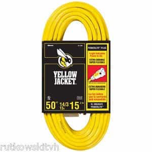 50FT Extension Cord, 3 Conductor, Yellow